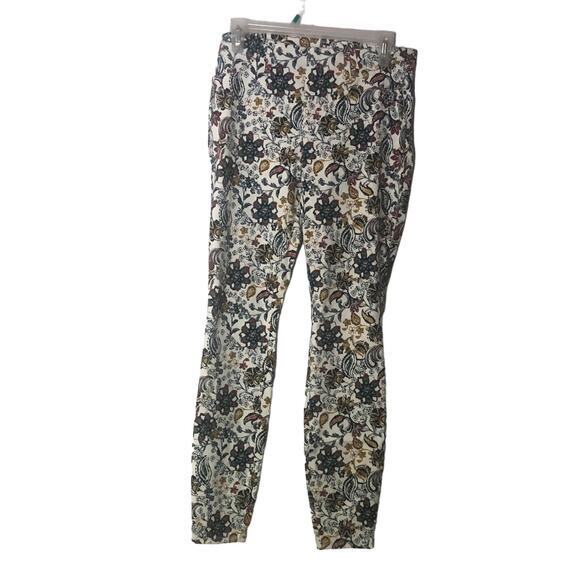Time and Tru Womens White Floral Print Fitted Jegging M 8-10 Multicolored Floral - Picture 2 of 4